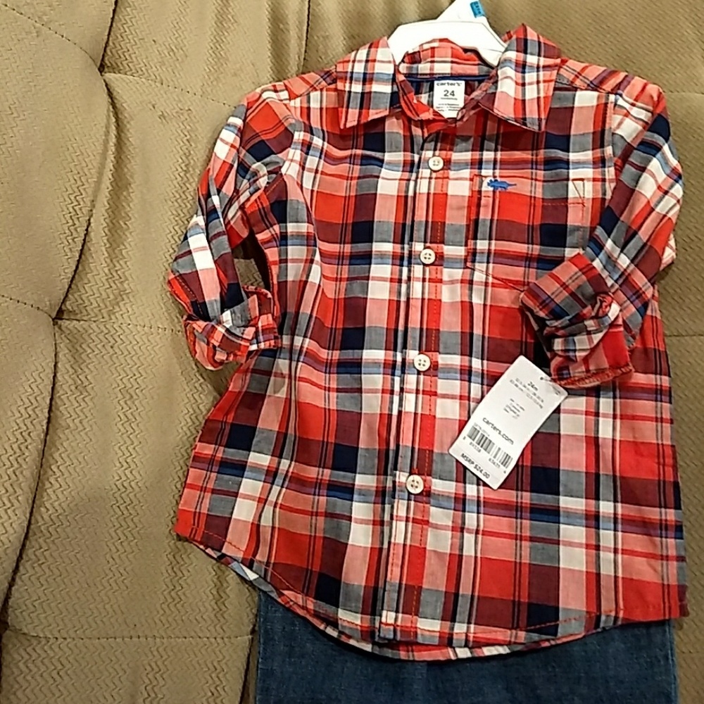 Plaid shirt and jeans outfit